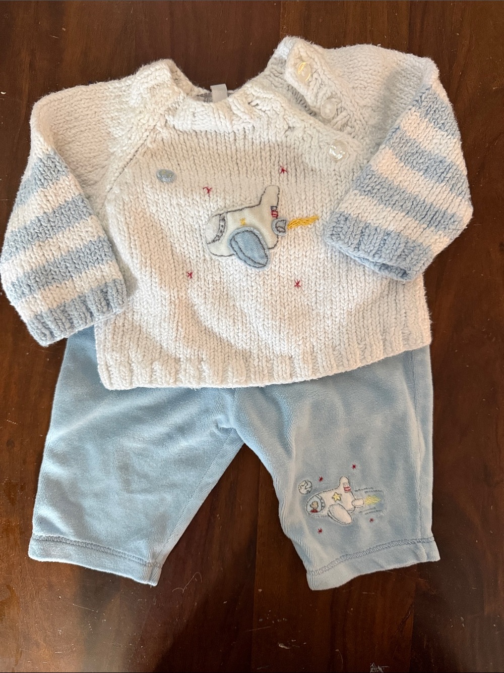 Kissy Kissy Light Blue Baby Matching Set - Airplane Motif
